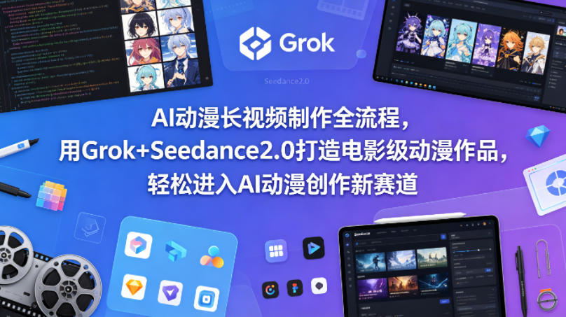 AI动漫长视频制作全流程，用Grok+Seedance2.0打造电影级动漫作品，轻松进入AI动漫创作新赛道-云创网