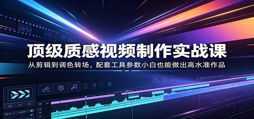 顶级质感视频制作实战课：从剪辑到调色转场，配套工具参数小白也能做出高水准作品-云创网