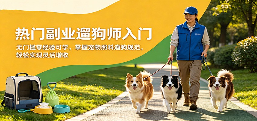 热门副业遛狗师入门，无门槛零经验可学，掌握宠物照料遛狗规范，轻松实现灵活增收-云创网