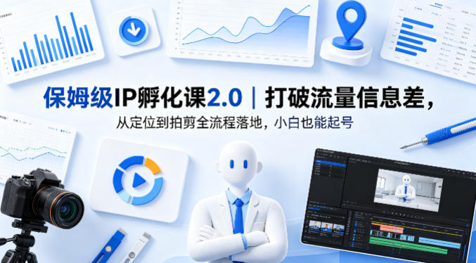 保姆级IP孵化课2.0｜打破流量信息差，从定位到拍剪全流程落地，小白也能起号-云创网