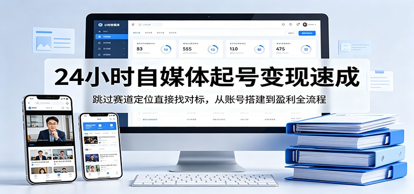 24小时自媒体起号变现速成，跳过赛道定位直接找对标，从账号搭建到盈利全流程-云创网