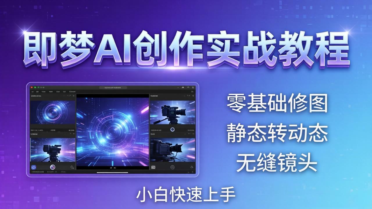 即梦AI创作实战教程，从零基础修图到AI导演，实战教学静态转动态+无缝镜头，小白快速上手-云创网