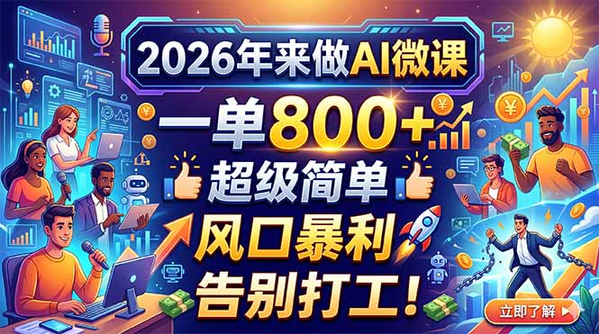 2026年来做AI微课，一单800+，超级简单，风口暴利，告别打工！-云创网