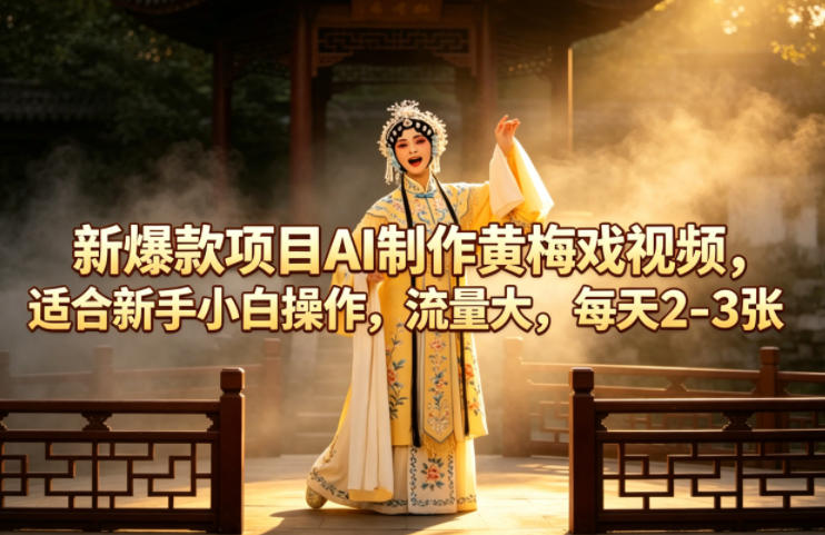 新爆款项目AI制作黄梅戏视频，适合新手小白操作，流量大，每天2-3张-云创网