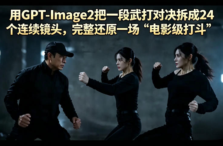 用GPT-Image2把一段武打对决拆成24个连续镜头，完整还原一场“电影级打斗”-云创网