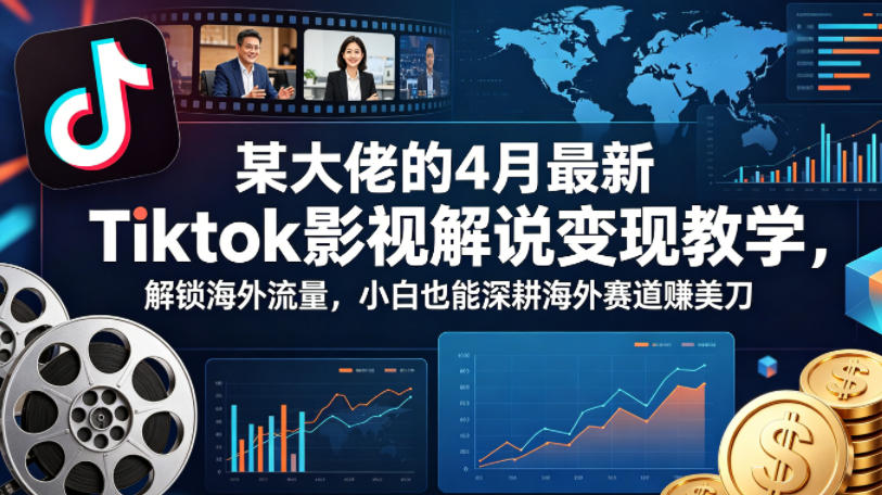 某大佬的4月最新Tiktok影视解说变现教学，解锁海外流量，小白也能深耕海外赛道賺美刀-云创网