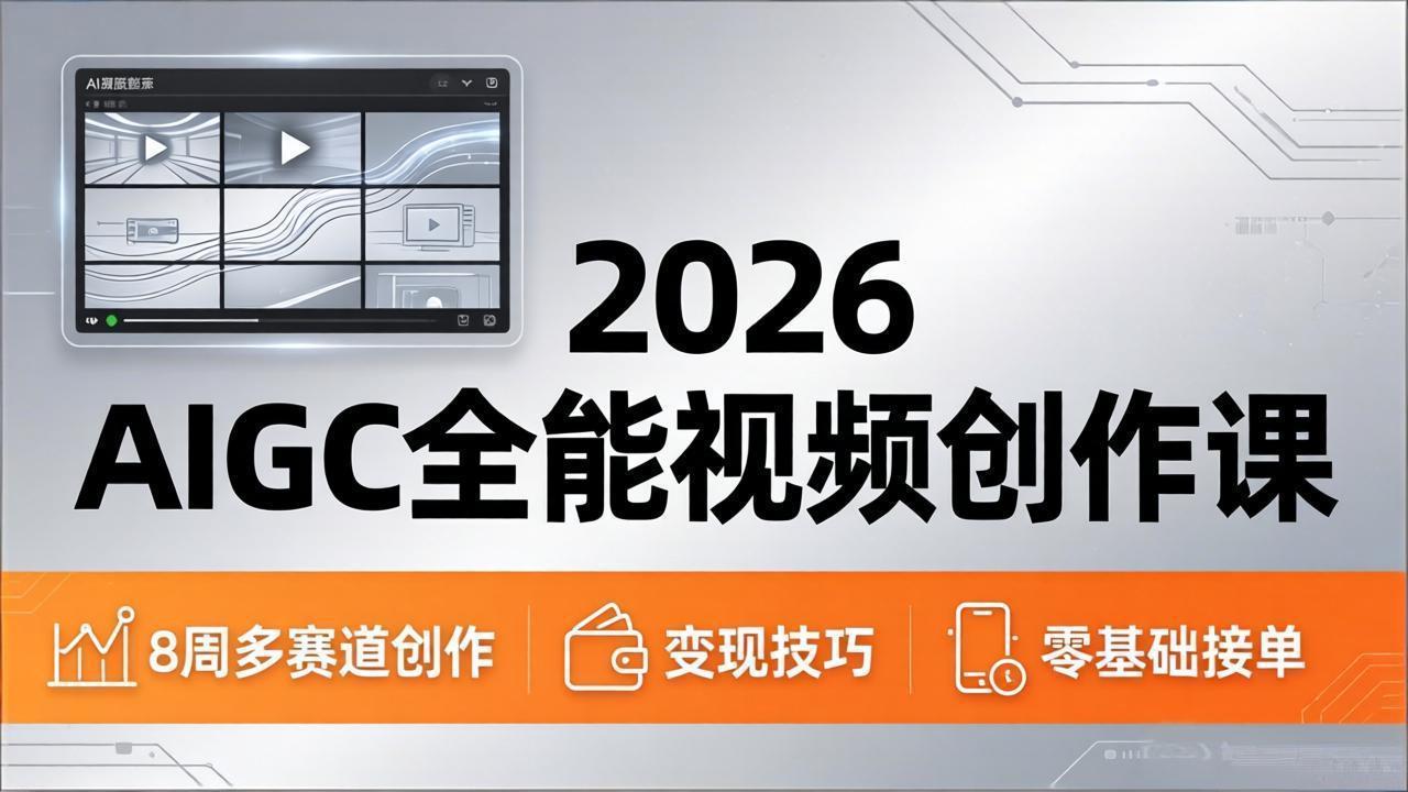 2026AIGC全能视频创作课，8周吃透多赛道创作+变现，零基础也能高效出片接单-云创网