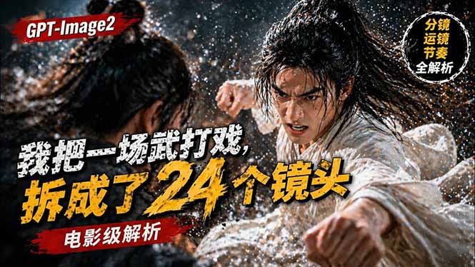 用GPT-Image2，把一段武打对决拆成24个连续镜头，从人物建立、动作衔接、运镜节奏，到情绪爆发-云创网