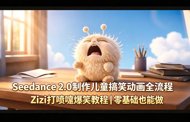 Seedance 2.0制作儿童搞笑动画全流程Zizi打喷嚏爆笑教程｜零基础也能做-云创网