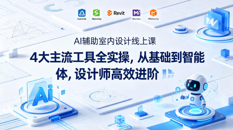 AI辅助室内设计线上课｜4大主流工具全实操，从基础到智能体，设计师高效进阶-云创网