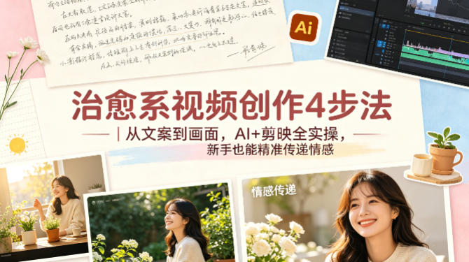 治愈系视频创作4步法｜从文案到画面，AI+剪映全实操，新手也能精准传递情感-云创网