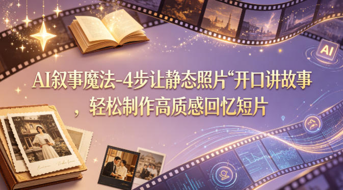 AI叙事魔法-4步让静态照片“开口讲故事”，轻松制作高质感回忆短片-云创网