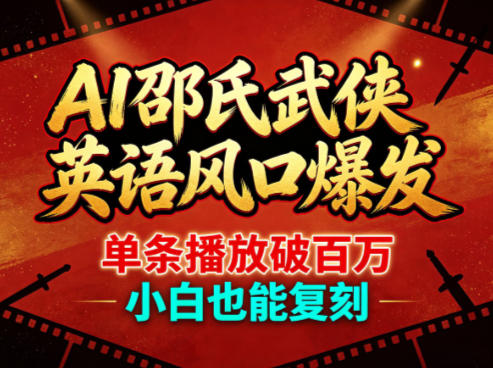 AI邵氏武侠英语风口爆发，单条播放破百万，小白也能复刻-云创网
