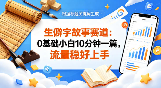 公众号流量主——生僻字故事赛道，流量稳，好上手，0基础小白也能10分钟一篇-云创网
