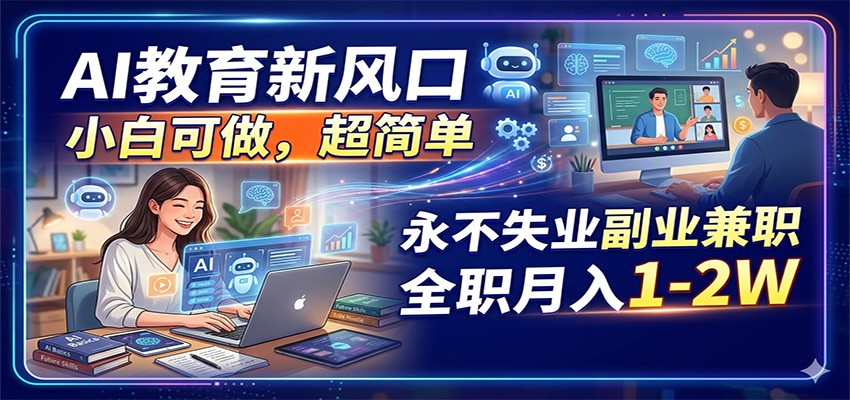 AI教育新风口，小白可做，超简单，永不失业副业兼职 全职月入1-2W-云创网