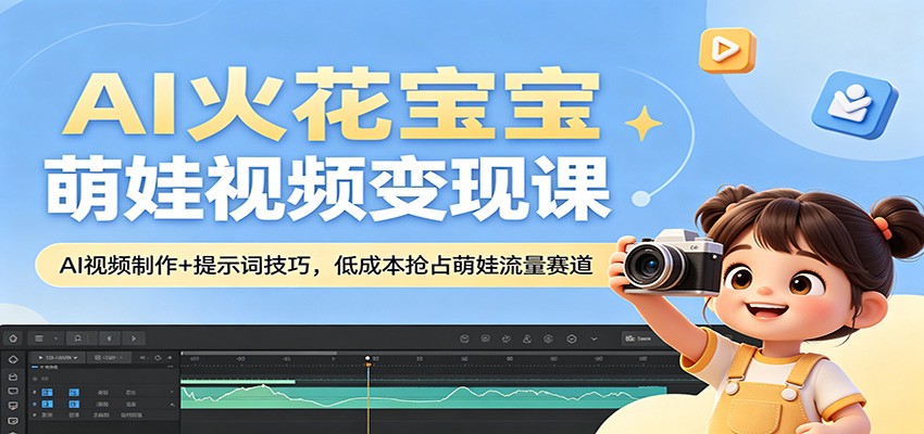 AI火花宝宝萌娃视频变现课：AI视频制作+提示词技巧，低成本抢占萌娃流量赛道-云创网