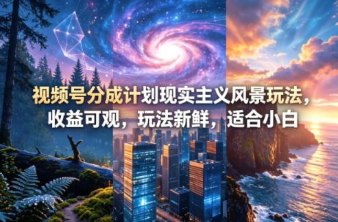 视频号分成计划现实主义风景玩法，收益可观，玩法新鲜，适合小白-云创网