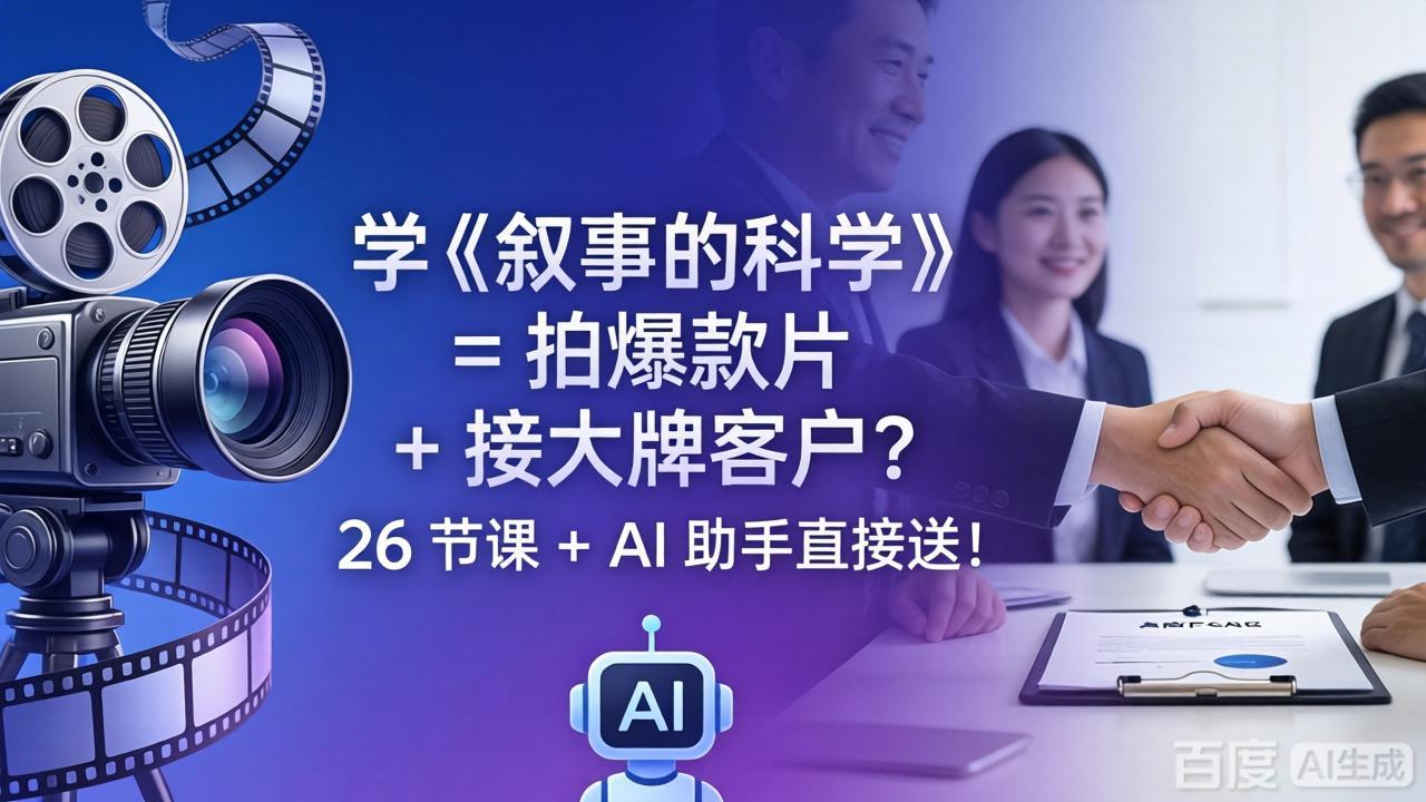 学《叙事的科学》= 拍爆款片 + 接大牌客户？26 节课 + AI 助手直接送！-云创网