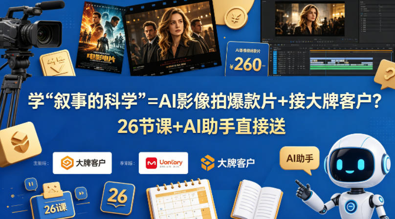学《叙事的科学》=AI影像拍爆款片+接大牌客户？26节课+AI助手直接送【原创双语字幕】-云创网