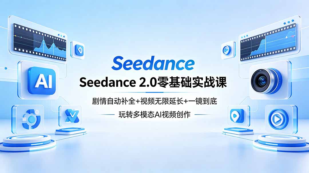 Seedance 2.0零基础实战课：剧情自动补全+视频无限延长+一镜到底：玩转多模态AI视频创作-云创网