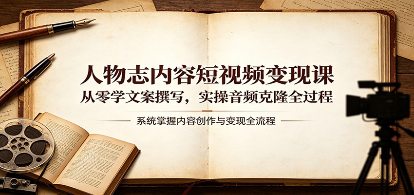 人物志内容短视频变现课：从零学文案撰写，实操音频克隆全过程-云创网