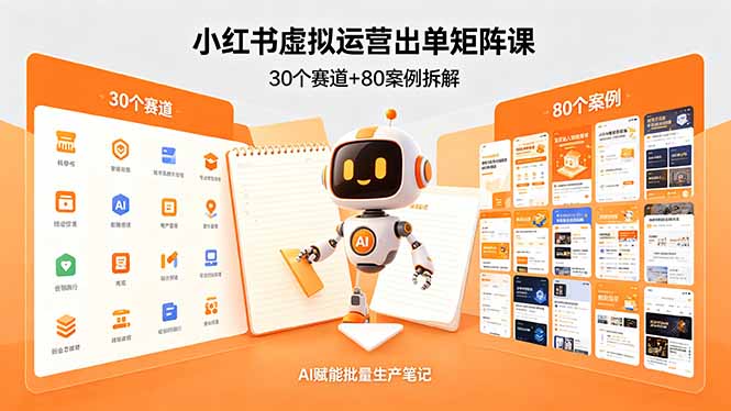 小红书虚拟运营出单矩阵课：30个赛道+80案例拆解，AI赋能批量生产笔记-云创网