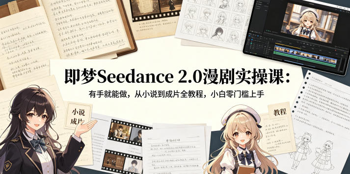 即梦Seedance 2.0漫剧实操课：有手就能做，从小说到成片全教程，小白零门槛上手-云创网