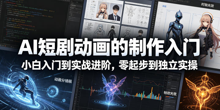 AI短剧动画的制作入门，小白入门到实战进阶，零起步到独立实操-云创网