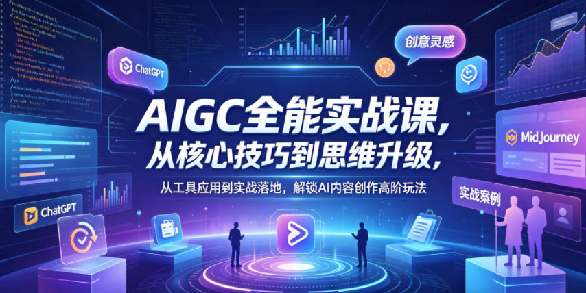 AIGC全能实战课，从核心技巧到思维升级，从工具应用到实战落地，解锁AI内容创作高阶玩法-云创网
