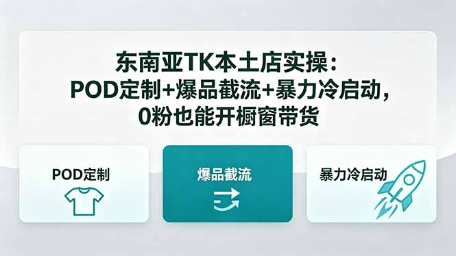 东南亚TK本土店实操：POD定制+爆品截流+暴力冷启动，0粉也能开橱窗带货-云创网