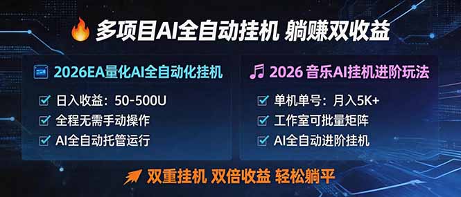 多项目AI自动挂机玩法：双重挂机，双倍收益，轻松躺平-云创网