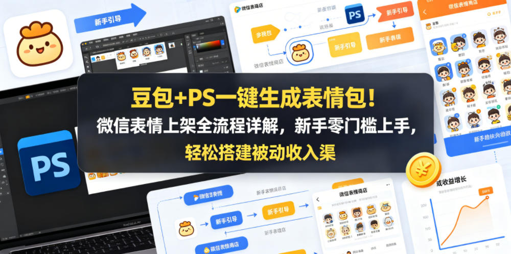 豆包+PS一键生成表情包！微信表情上架全流程详解，新手零门槛上手，轻松搭建被动收入渠道-云创网