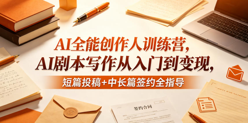 AI全能创作人训练营，AI剧本写作从入门到变现，短篇投稿+中长篇签约全指导-云创网