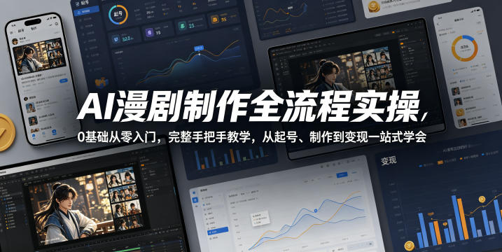AI漫剧制作全流程实操，0基础从零入门，完整手把手教学，从起号、制作到变现一站式学会-云创网