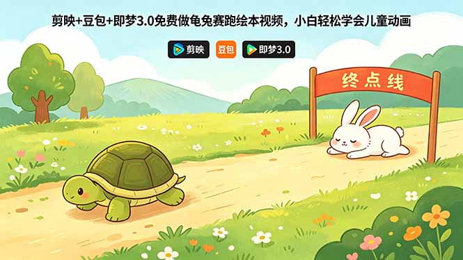 剪映+豆包+即梦3.0免费做龟兔赛跑绘本视频，小白轻松学会儿童动画-云创网