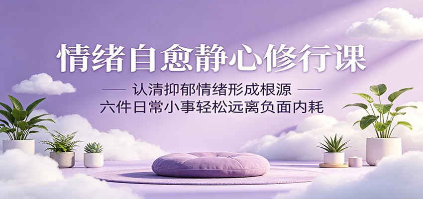 情绪自愈静心修行课：认清抑郁情绪形成根源，六件日常小事轻松远离负面内耗-云创网