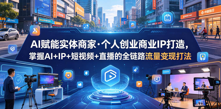 AI赋能实体商家·个人创业商业IP打造，掌握AI+IP+短视频+直播的全链路流量变现打法-云创网