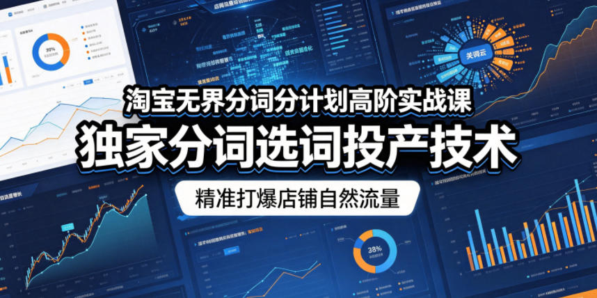 淘宝无界分词分计划高阶实战课，独家分词选词投产技术，精准打爆店铺自然流量-云创网