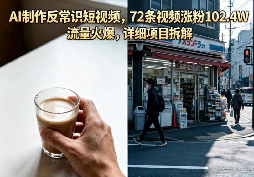 AI制作反常识短视频，72条视频涨粉102.4W，流量火爆，详细项目拆解-云创网