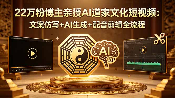 22万粉博主亲授AI道家文化短视频：文案仿写+AI生成+配音剪辑全流程-云创网
