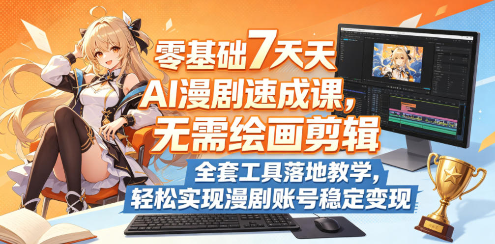零基础7天AI漫剧速成课，无需绘画剪辑，全套工具落地教学，轻松实现漫剧账号稳定变现-云创网
