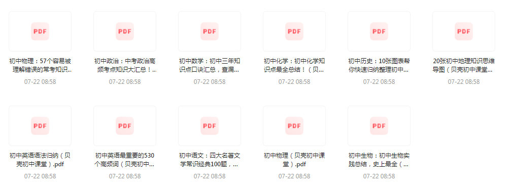 初中全科知识清单资料-云创网