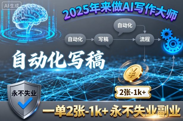 2025年来做AI写作大师，自动化写稿，一单2张-1k+，永不失业副业-云创网