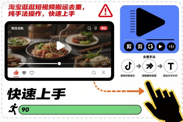 淘宝逛逛短视频搬运去重，纯手法操作，快速上手-云创网