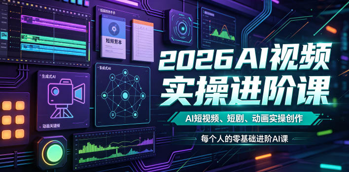 2026AI视频实操进阶课，AI短视频、短剧、动画实操创作，每个人的零基础进阶ai课-云创网