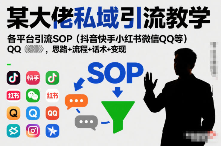 某大佬私域引流教学，各平台引流SOP（抖音快手小红书微信QQ等），思路+流程+话术+变现（更新0708）-云创网