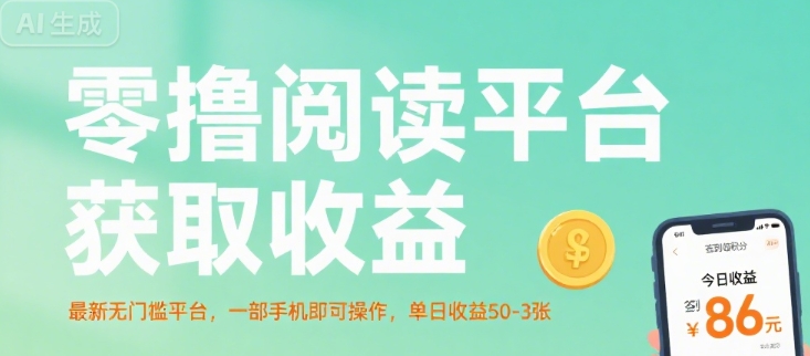 零撸阅读平台获取收益，最新无门槛平台，一部手机即可操作，单日收益50-3张【揭秘】-云创网
