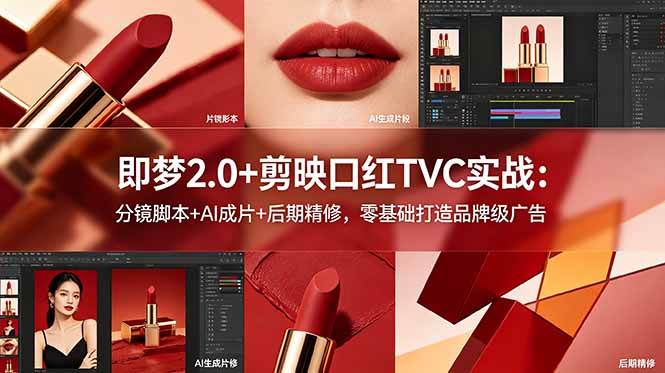 （18729期）即梦2.0+剪映口红TVC实战：分镜脚本+AI成片+后期精修，零基础打造品牌级广告-云创网