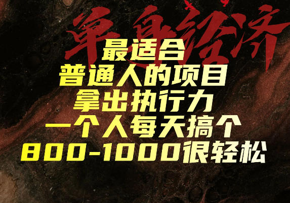 最适合普通人的项目，拿出执行力一个人每天搞个800-1k很轻松【揭秘】-云创网
