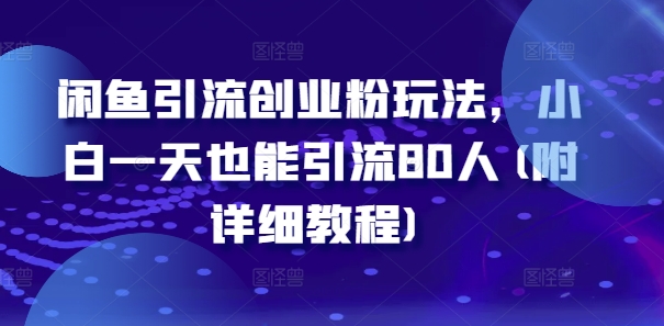 闲鱼引流创业粉玩法，小白一天也能引流80人(附详细教程)-云创网